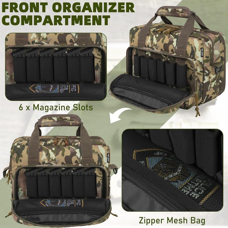 WELIDAY Gun Range Bag, Tactical 2 Pistol Bag for Handguns and Ammo, Firearm Shooting Case with Multi-Pockets, Duffle Bag for Shooting & Outdoor Hunting - Image 5